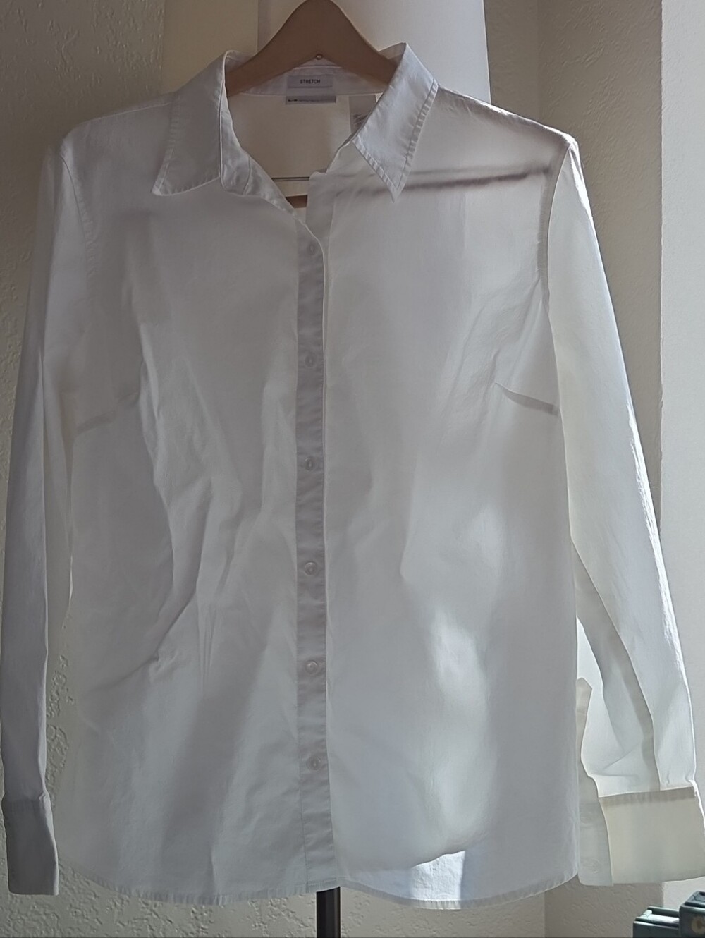 Liz Claiborne White Stretch Cotton Blend Long Sleeve Button Down Shirt Size XL